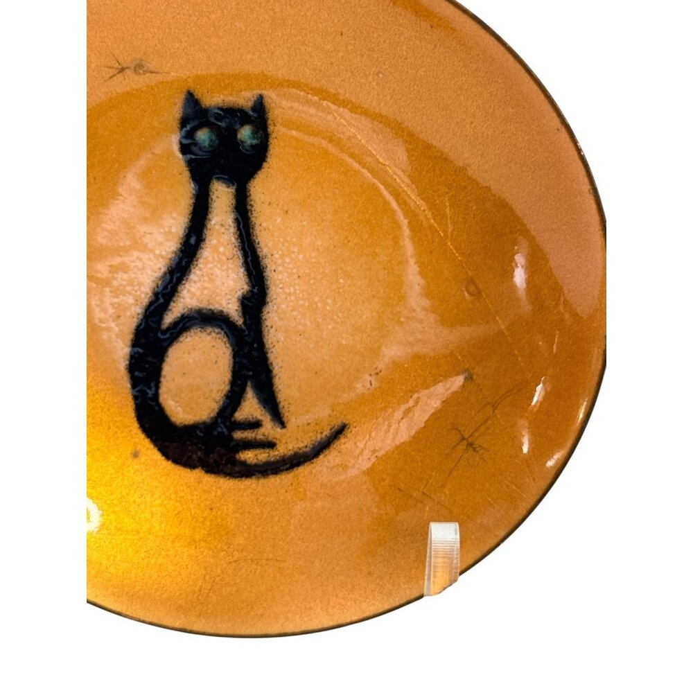 Vintage Bovano of Cheshire Conn. North American Hand Crafted Enamel Cat Trinket - Picture 4 of 7